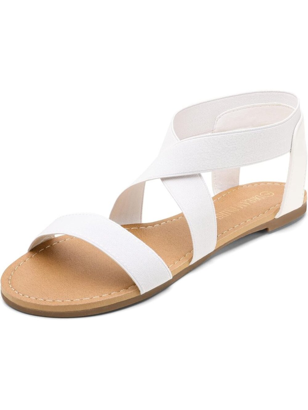 Dream Pairs Women's White Open Toe Elastic Crisscross Straps Flat Sandals